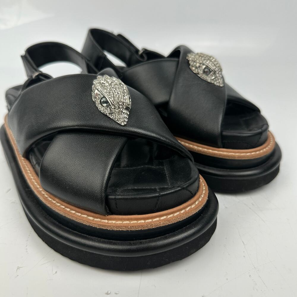 Kurt Geiger London Orson Cross Strap Leather Platform Sandals Women's 37 Black - Picture 13 of 13